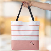 Elegant Modern Bold Stripes Monogram Initialen Roz Tote Bag