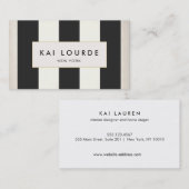 Elegant Modern Bold Zwart en Wit Gestreept Visitekaartje (Voorkant / Achterkant)