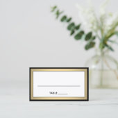 Elegant Modern Border Black, Gold & White Escort / Plaatskaartje (Staand voorkant)