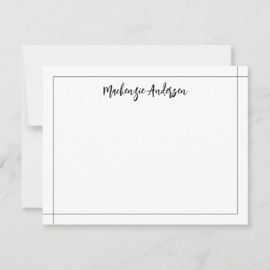 Elegant modern border Square Black and White Notitiekaartje (Voorkant)