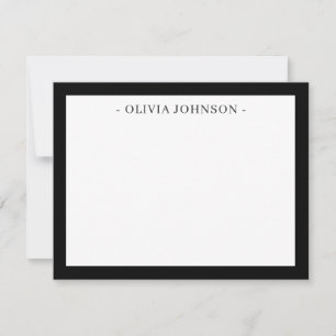 Elegant Modern Border Zwart Wit Flat Note Kaart Notitiekaartje