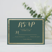 Elegant modern bos groen faux goud RSVP Kaartje (Staand voorkant)