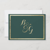 Elegant modern bos groen faux goud RSVP Kaartje (Achterkant)