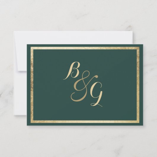 Elegant modern bos groen faux goud RSVP Kaartje (Achterkant)