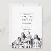 Elegant Modern Boston Sketch repetitie diner Kaart (Voorkant)