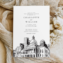 Elegant Modern Boston Sketch repetitie diner Kaart