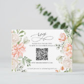 Elegant Modern Botanical Blush Floral QR CODE RSVP Kaartje (Staand voorkant)