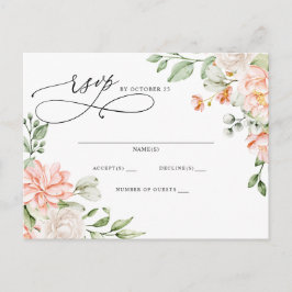 Elegant Modern Botanical Blush Floral RSVP Briefkaart