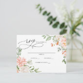 Elegant Modern Botanical Blush Floral RSVP Briefkaart (Staand voorkant)
