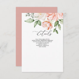 Elegant Modern Botanical Blush Floral Wedding Informatiekaartje