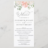 Elegant Modern Botanical Blush Pink Floral Wedding Programmakaart (Voorkant)