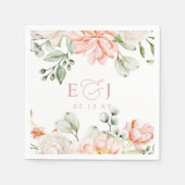 Elegant Modern Botanical Blush Pink Floral Wedding Servet (Voorkant)