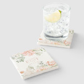 Elegant Modern Botanical Blush Pink Floral Wedding Stenen Onderzetter (Zijkant)