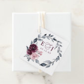 Elegant Modern Botanical Burgundy Floral Wedding Bedankjes Labels (In situ)