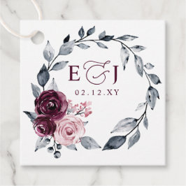 Elegant Modern Botanical Burgundy Floral Wedding Bedankjes Labels