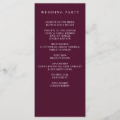 Elegant Modern Botanical Burgundy Floral Wedding Programmakaart (Achterkant)