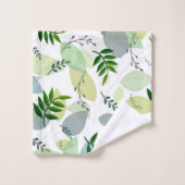 Elegant, Modern Botanical Garden Leaves on White Bad Handdoek (Wasdoekje)