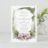 Elegant Modern Botanical Greenery Wedding Kaart (Staand voorkant)