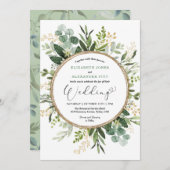 Elegant Modern Botanical Greenery Wedding Kaart (Voorkant / Achterkant)