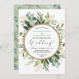 Elegant Modern Botanical Greenery Wedding Kaart