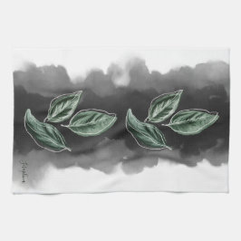 Elegant Modern Botanical Leaves Theedoek