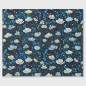 Elegant Modern Botanisch Blauw Poppy Gift Cadeaupapier (Vlak)