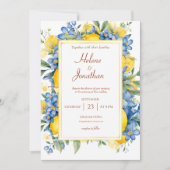 Elegant Modern Botanisch Bloemen Bruiloft Kaart (Voorkant)