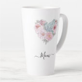 Elegant modern Botanisch Groen Roze Bloem  Latte Mok (Rechterhoek)