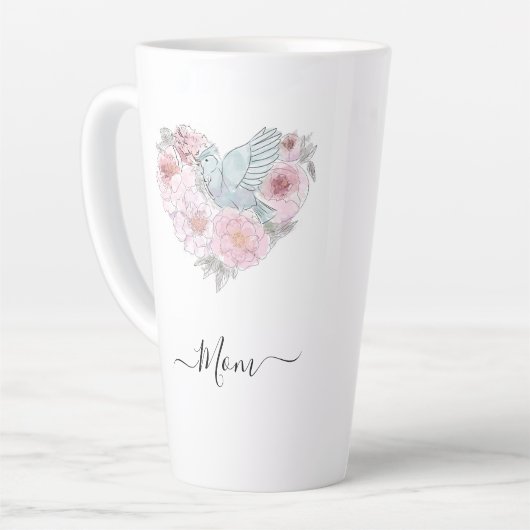 Elegant modern Botanisch Groen Roze Bloem Latte Mok (Linkerhoek)