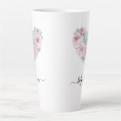Elegant modern Botanisch Groen Roze Bloem  Latte Mok (Voorkant)