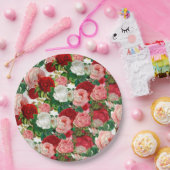 Elegant Modern Botanisch Groene Rode Bogundy Papieren Bordje (Feest)