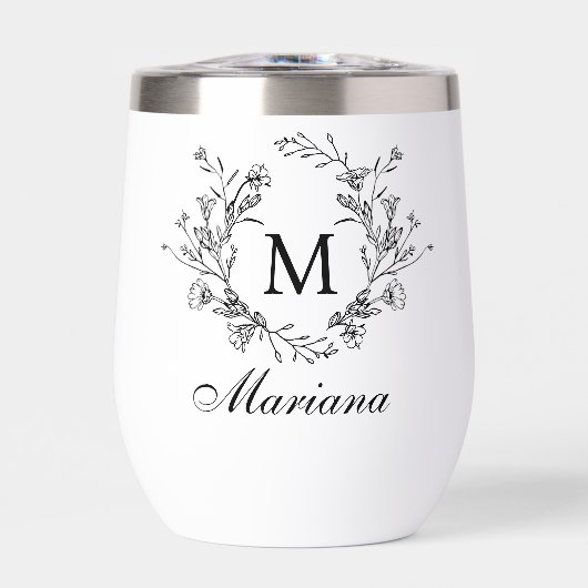 Elegant modern botanisch monogram minimalistisch (Voorkant)