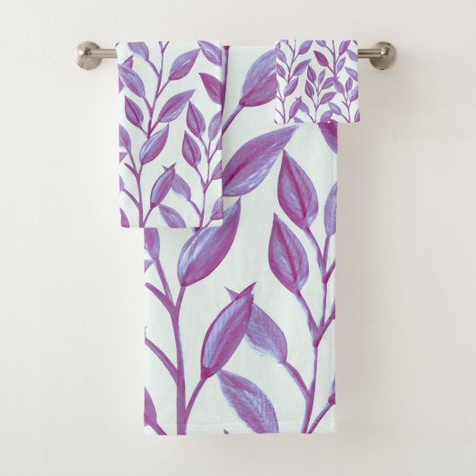 Elegant modern botanisch Paars lederen patroon | Bad Handdoek (Insitu)