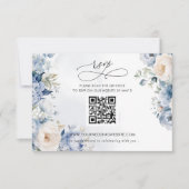 Elegant Modern Botanisch Stoffig Blauw Bloemen QR RSVP Kaartje (Voorkant)