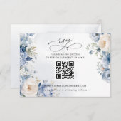 Elegant Modern Botanisch Stoffig Blauw Bloemen QR RSVP Kaartje (Voorkant / Achterkant)