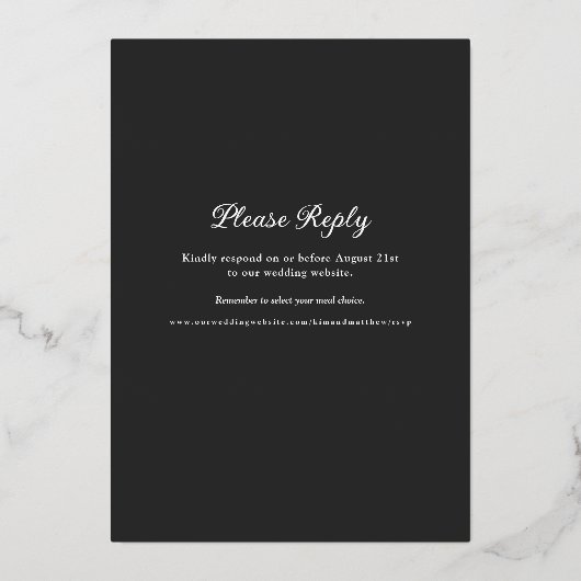 Elegant modern botanische bladeren Roos Gold Weddi Folie Uitnodiging (Achterkant)