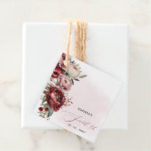 Elegant Modern Bourgogne Blush Bloemen Zoet 16 Bedankjes Labels (In situ)