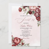 Elegant Modern Bourgogne Blush Bloemen Zoet 16 Kaart (Voorkant)