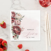 Elegant Modern Bourgogne Blush Bloemen Zoet 16 Servet (Insitu)