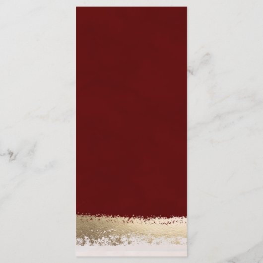 Elegant, modern, Bourgogne, goudbruin huwelijk Programmakaart (Achterkant)