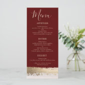 Elegant, modern, Bourgogne, goudbruin huwelijk Programmakaart (Staand voorkant)