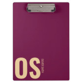 Elegant Modern Bourgondisch Monogram Initiaal Scri Klembord (Voorkant)