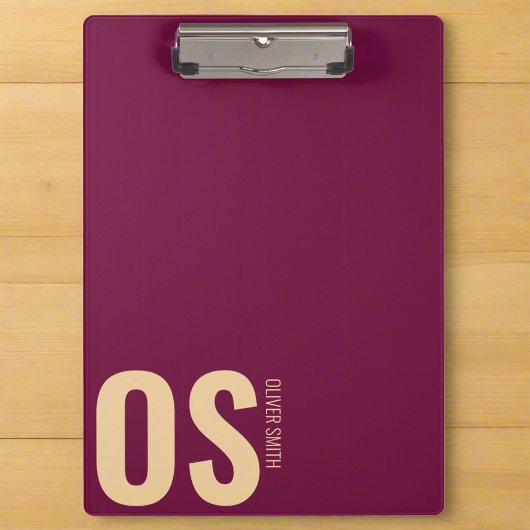 Elegant Modern Bourgondisch Monogram Initiaal Scri Klembord