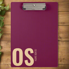 Elegant Modern Bourgondisch Monogram Initiaal Scri Klembord