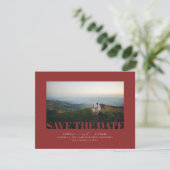 Elegant Modern Bourgondisch Rood Save the Date Fot (Staand voorkant)
