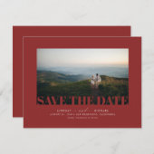 Elegant Modern Bourgondisch Rood Save the Date Fot (Voorkant / Achterkant)