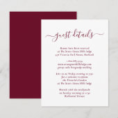 Elegant Modern Bourgundy Wedding Details Informatiekaartje (Voorkant / Achterkant)