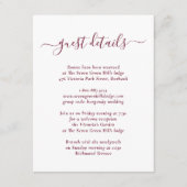 Elegant Modern Bourgundy Wedding Details Informatiekaartje (Voorkant)