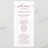 Elegant modern Bourgundy Wedding Programme Programmakaart (Voorkant)