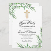 Elegant Modern Boy First Heilige Communauteit Gree Kaart (Voorkant / Achterkant)